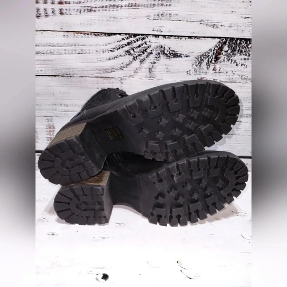 Bullboxer Cassie Black Boots size 8 in Black Ankle Block Chunky Heel Leather - Picture 5 of 7